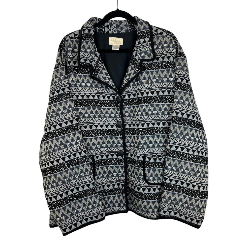 Vintage Cedar Canyon Southwestern Printed Jacket 3X Button Collar Pockets Boho